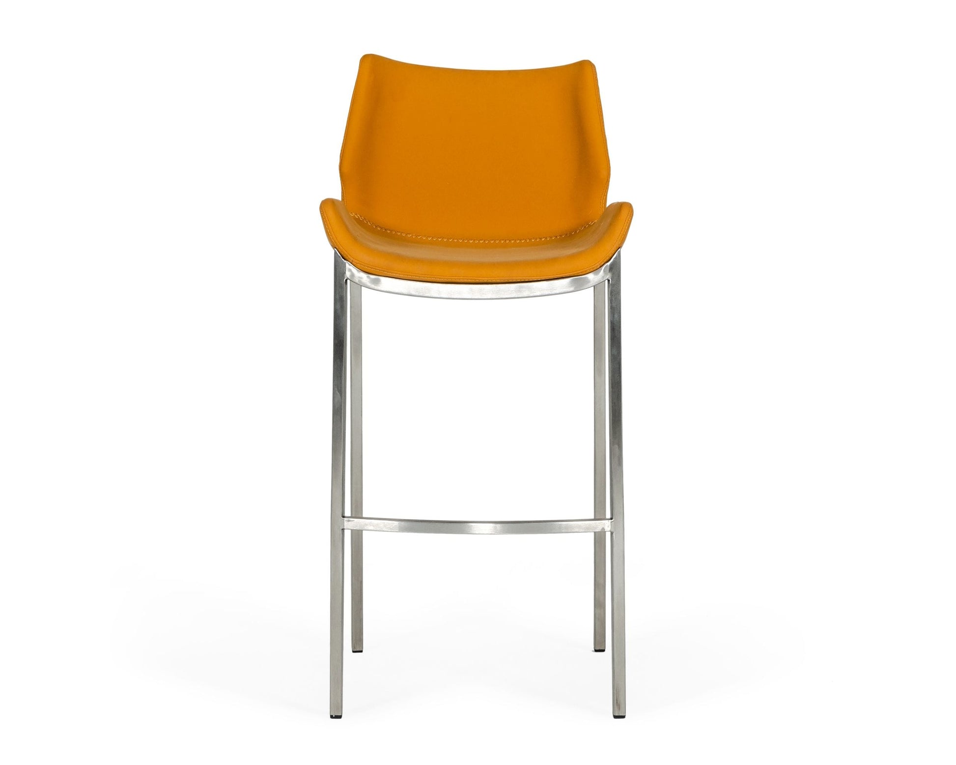 Modrest Dave - Modern Orange Leatherette Bar Stool (Set of 2) | Bar Stools | Modishstore - 2