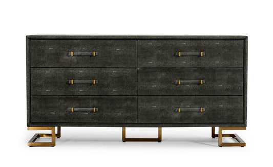 Modrest Howard - Modern Shagreen Grey Leatherette & Gold Dresser | Dressers | Modishstore - 1