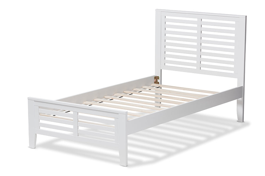 Baxton Studio Sedona Modern Classic Mission Style White-Finished Wood Twin Platform Bed | Beds | Modishstore - 9