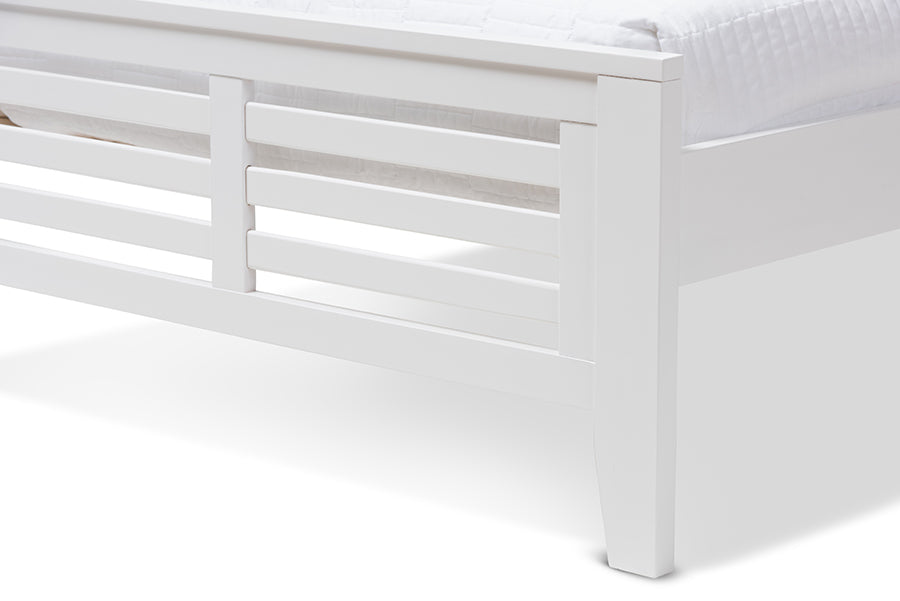 Baxton Studio Sedona Modern Classic Mission Style White-Finished Wood Twin Platform Bed | Beds | Modishstore - 5