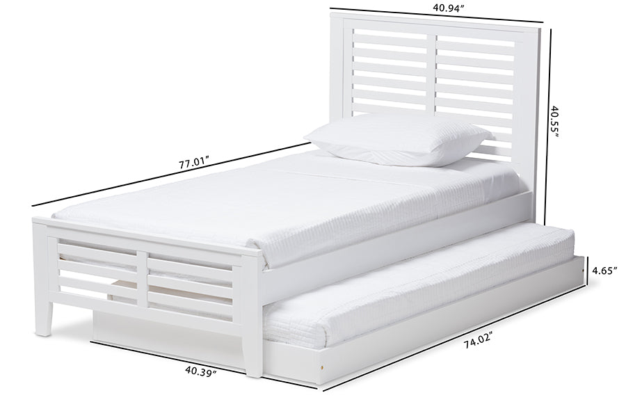 Baxton Studio Sedona Modern Classic Mission Style White-Finished Wood Twin Platform Bed | Beds | Modishstore - 3