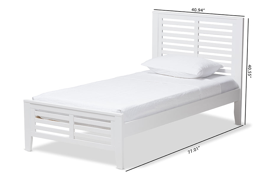 Baxton Studio Sedona Modern Classic Mission Style White-Finished Wood Twin Platform Bed | Beds | Modishstore - 8