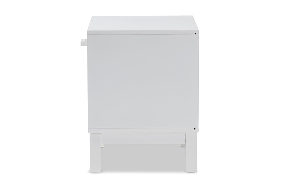 Baxton Studio Deirdre Modern and Contemporary White Wood 1-Drawer Nightstand | Nightstands | Modishstore - 5