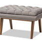 baxton studio annetha mid century modern grey fabric upholstered walnut finished wood ottoman | Modish Furniture Store-2