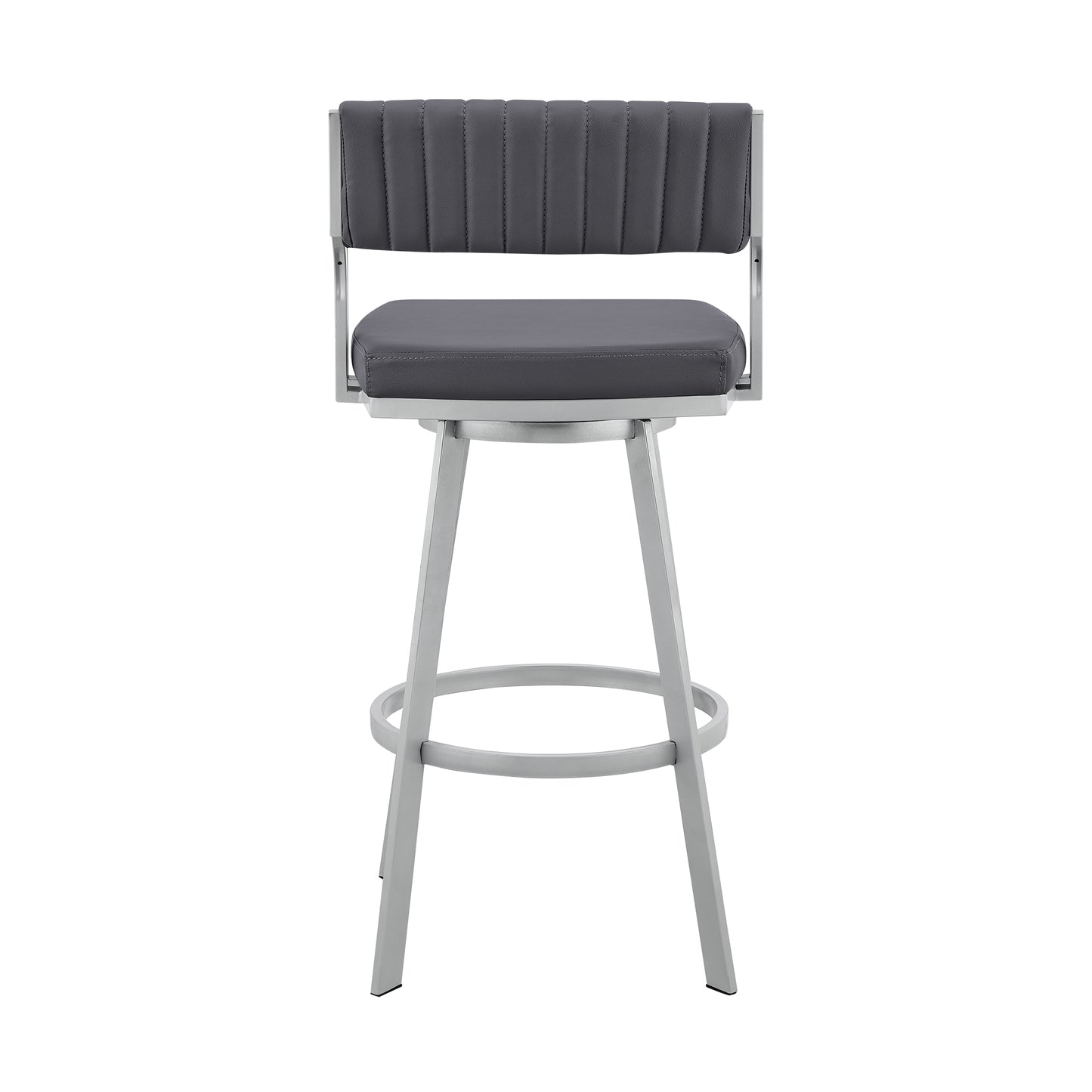 Scranton 26" Swivel Slate Grey Faux Leather and Silver Metal Bar Stool By Armen Living | Bar Stools | Modishstore - 6