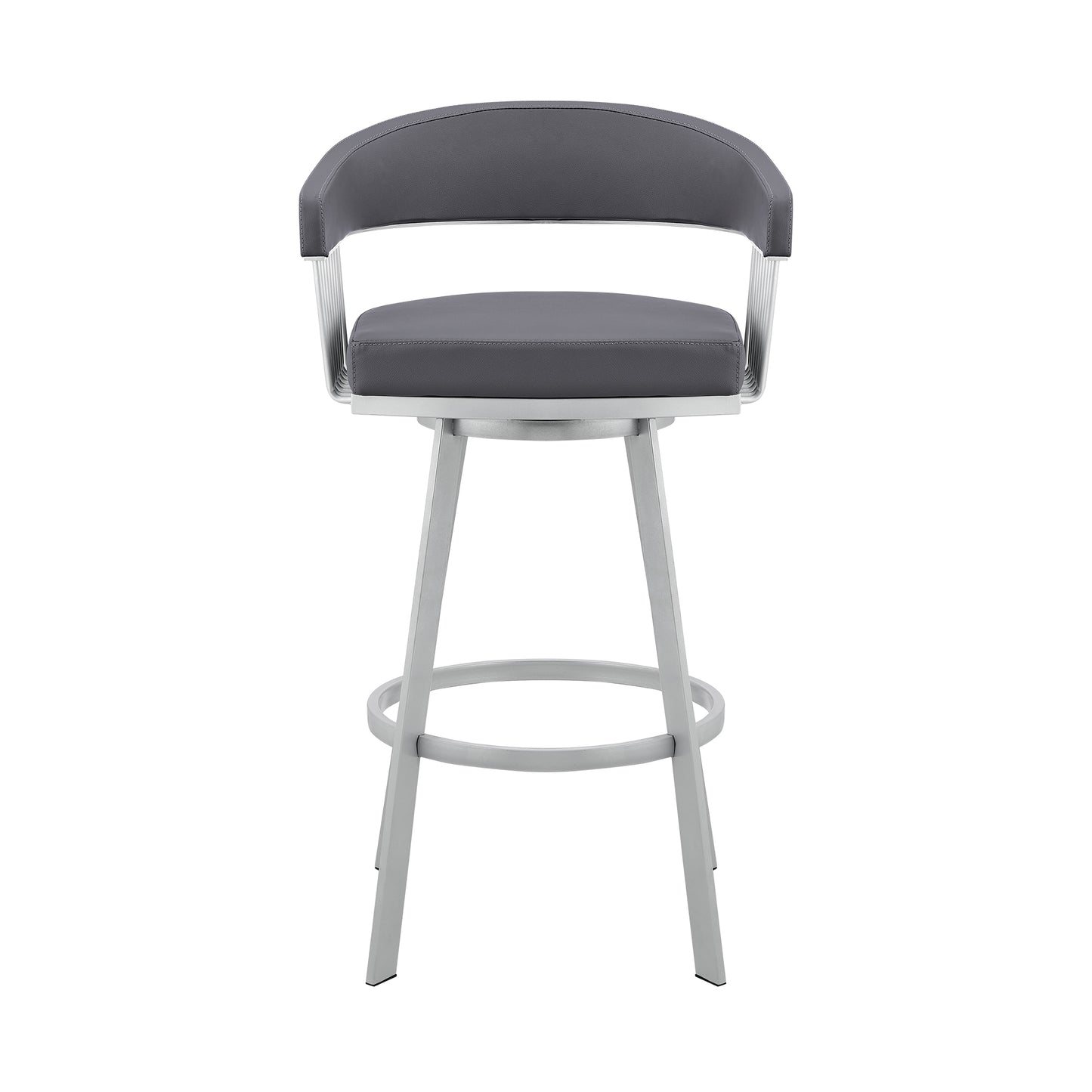 Bronson 29" Slate Grey Faux Leather and Silver Metal Bar Stool By Armen Living | Bar Stools | Modishstore - 3