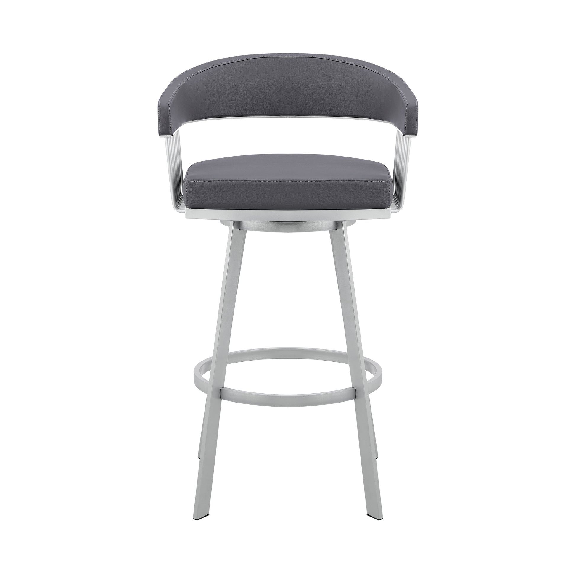 Bronson 29" Slate Grey Faux Leather and Silver Metal Bar Stool By Armen Living | Bar Stools | Modishstore - 3