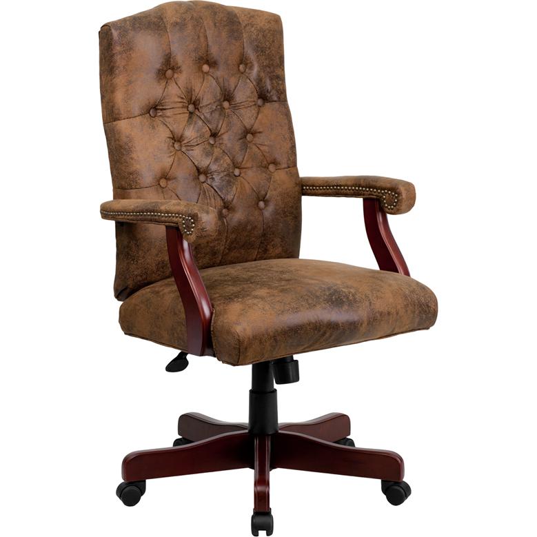 Bomber Brown Classic Executive Swivel Office Chair With Arms By Flash Furniture | Office Chairs | Modishstore - 1