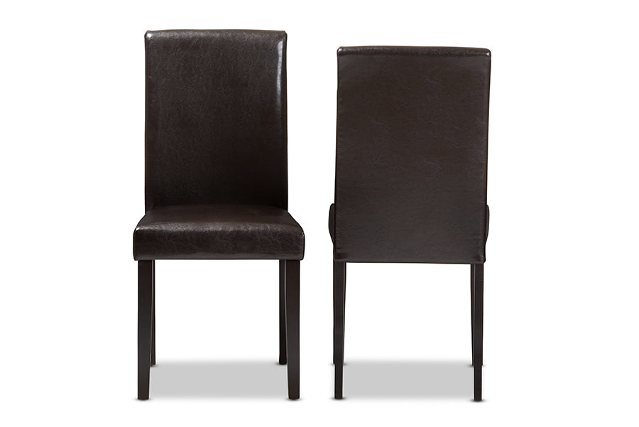 Baxton Studio Mia Modern and Contemporary Dark Brown Faux Leather Upholstered Dining Chair (Set of 2) | Dining Chairs | Modishstore - 7