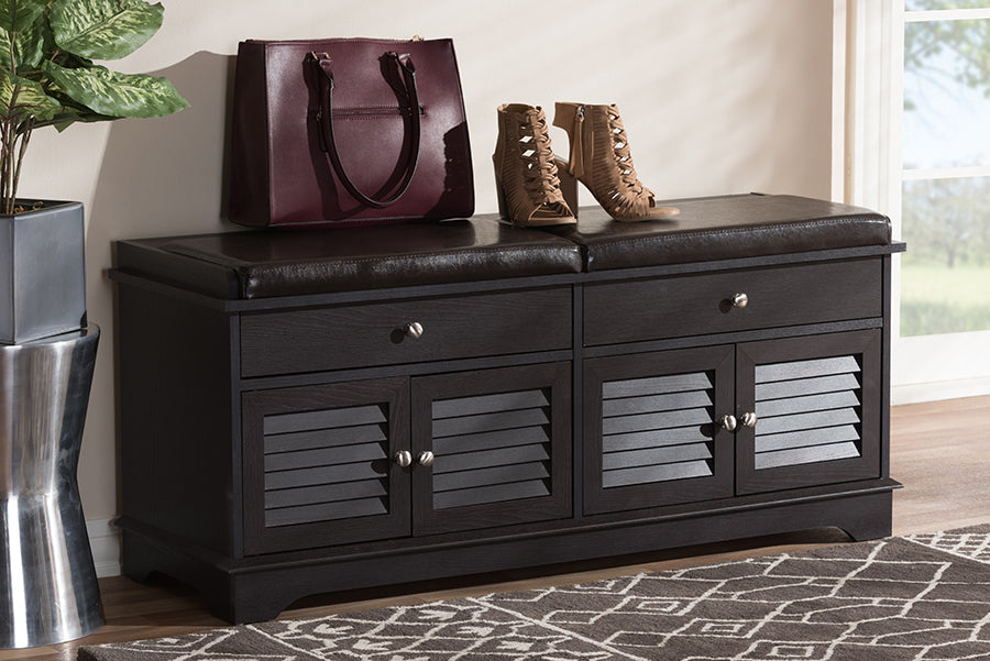 Baxton Studio Leo Modern and Contemporary Dark Brown Wood 2 Drawer