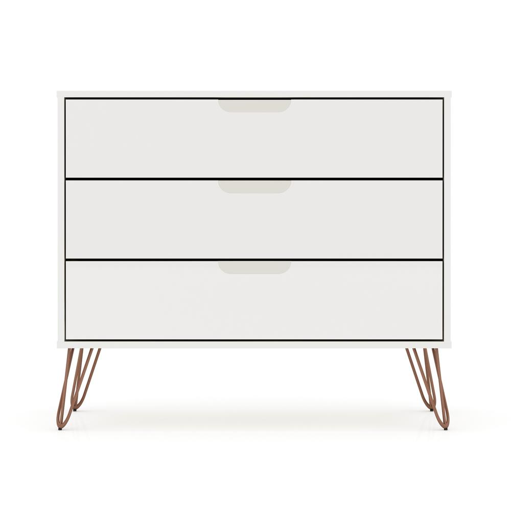 Rockefeller Tall 5-Drawer Dresser and Standard 3-Drawer Dresser  in White By Manhattan Comfort | Dressers | Modishstore - 5