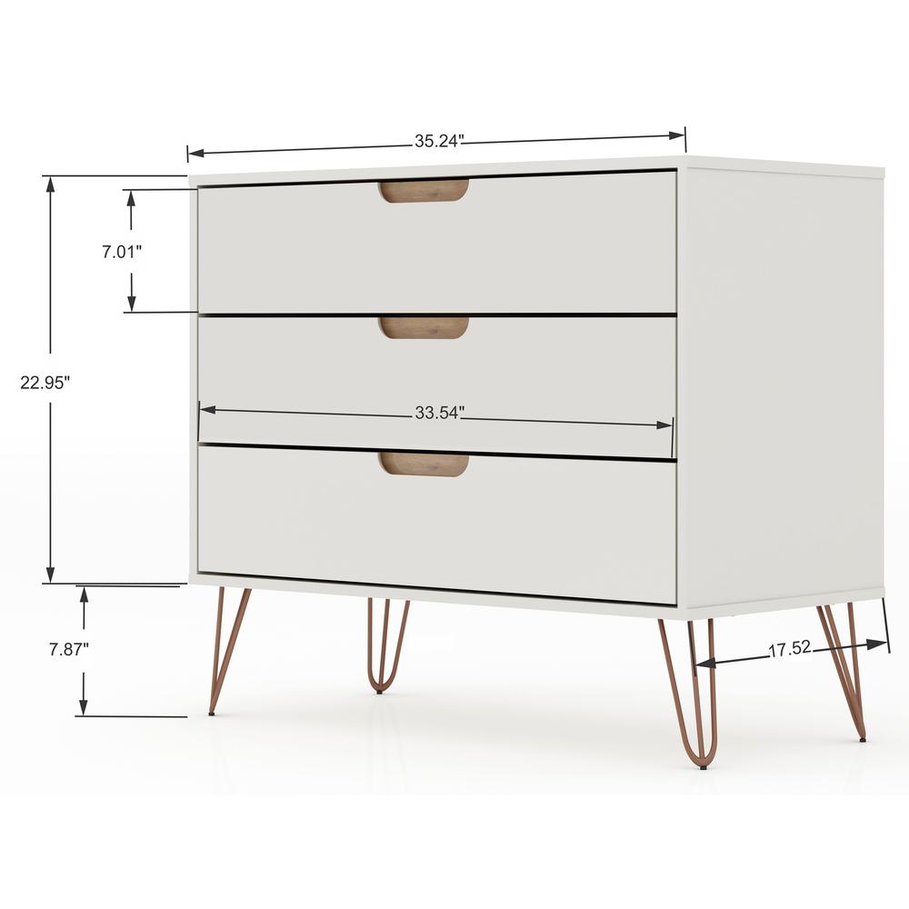 Rockefeller Tall 5-Drawer Dresser and Standard 3-Drawer Dresser  in White By Manhattan Comfort | Dressers | Modishstore - 13