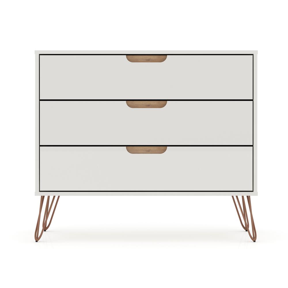 Rockefeller Tall 5-Drawer Dresser and Standard 3-Drawer Dresser  in White By Manhattan Comfort | Dressers | Modishstore - 15