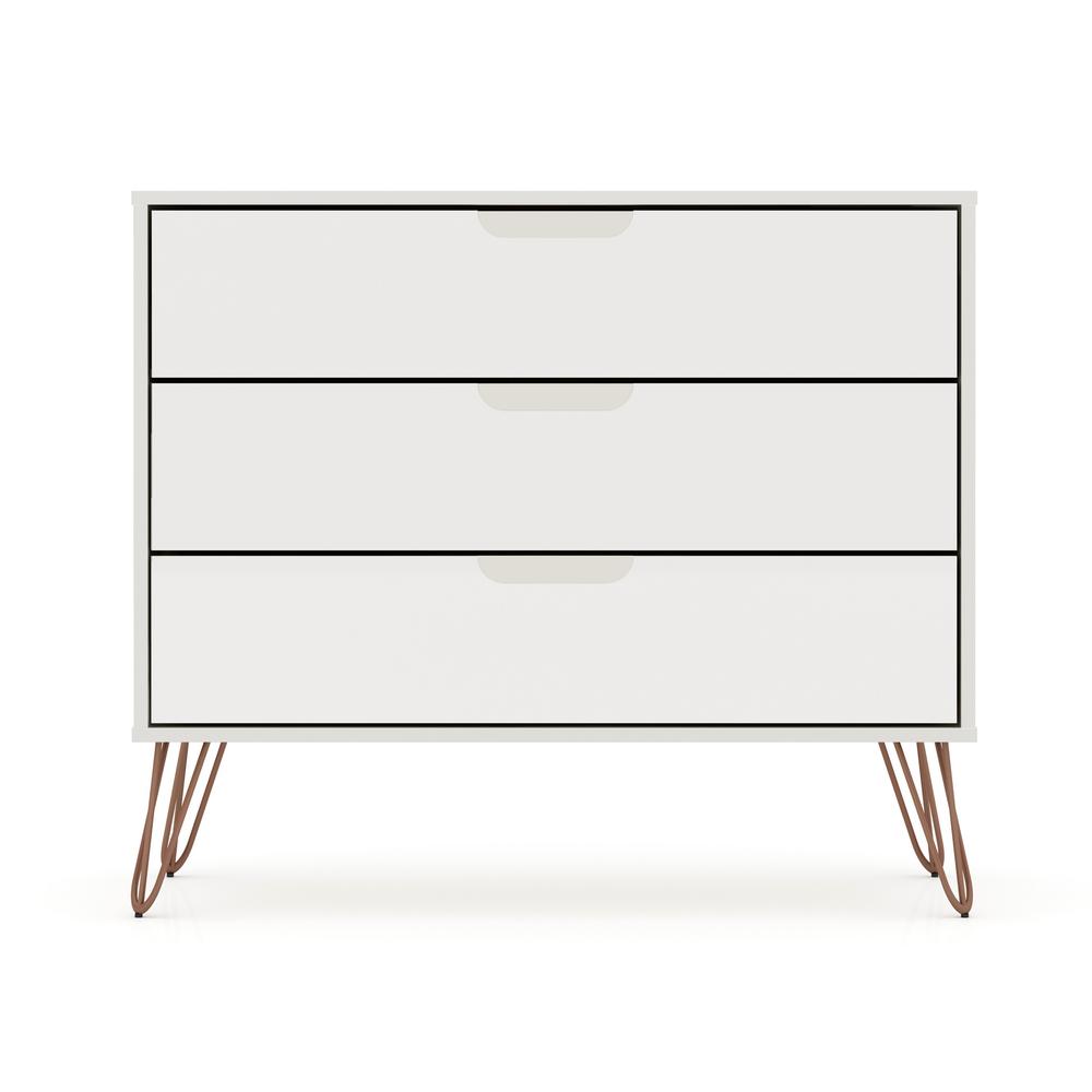 Rockefeller Tall 5-Drawer Dresser and Standard 3-Drawer Dresser  in White By Manhattan Comfort | Dressers | Modishstore - 20