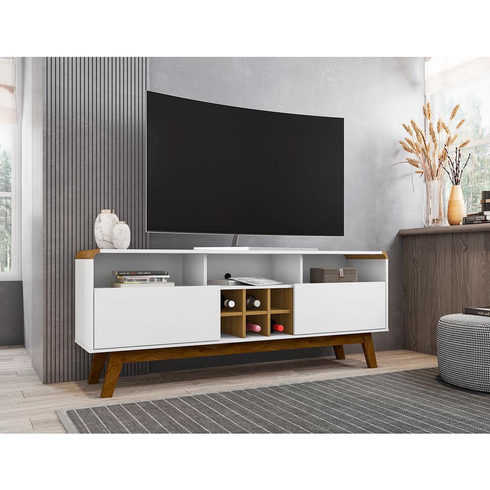 Camberly 62.99 TV Stand with 5 Shelves and Wine Storage in Off