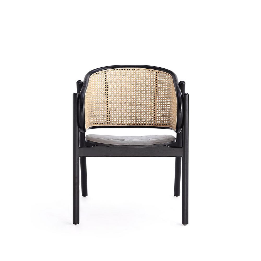 Manhattan Comfort Versailles Accent Chair in Black, Natural Cane and Cream