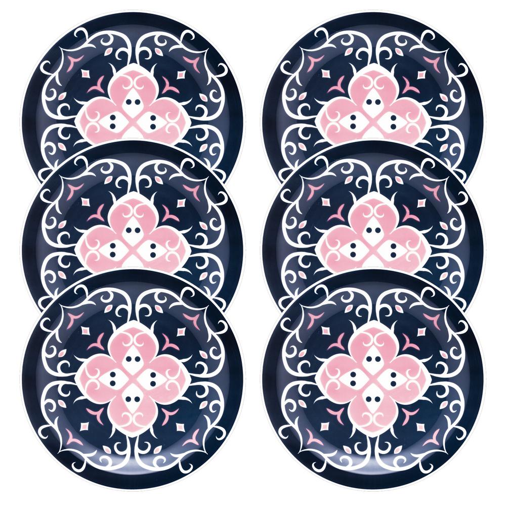 Daily Floreal 6 Large 10.04" Dinner Plates  in Blue and Pink By Manhattan Comfort | Dinnerware | Modishstore - 5