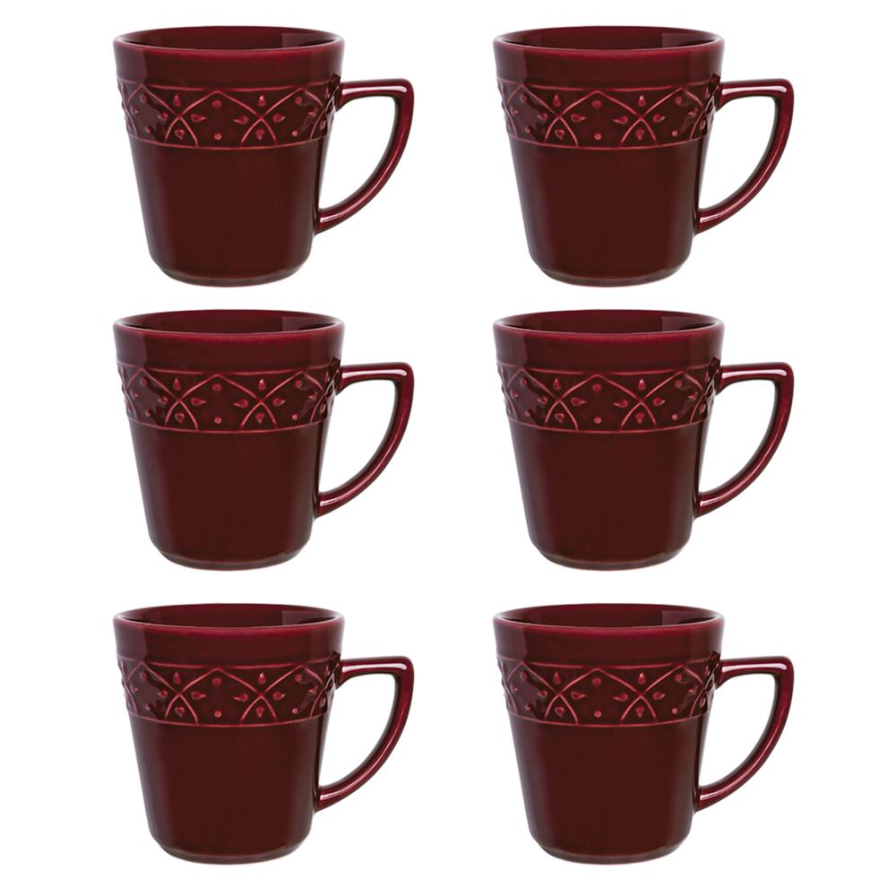 Daily Mendi 6 Mugs (12.17 oz.) in Maroon Red By Manhattan Comfort | Dinnerware | Modishstore - 2