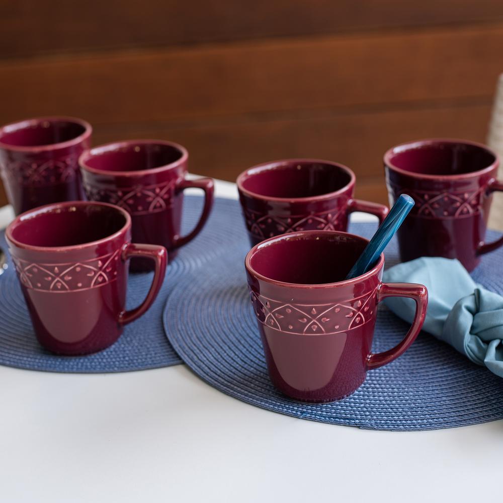 Daily Mendi 6 Mugs (12.17 oz.) in Maroon Red By Manhattan Comfort | Dinnerware | Modishstore - 4