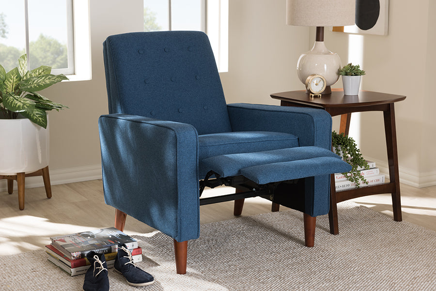 Baxton Studio Mathias Mid century Modern Blue Fabric Upholstered