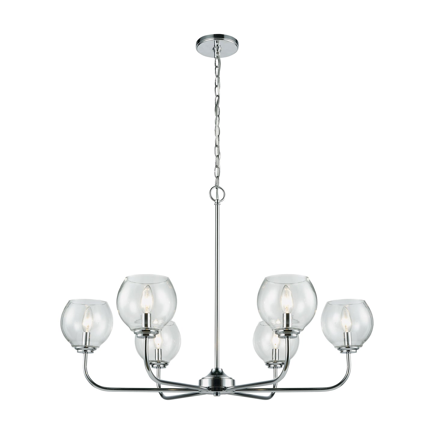 Emory 6-Light Chandelier in Polished Chrome with Clear Blown Glass ELK Lighting | Chandeliers | Modishstore