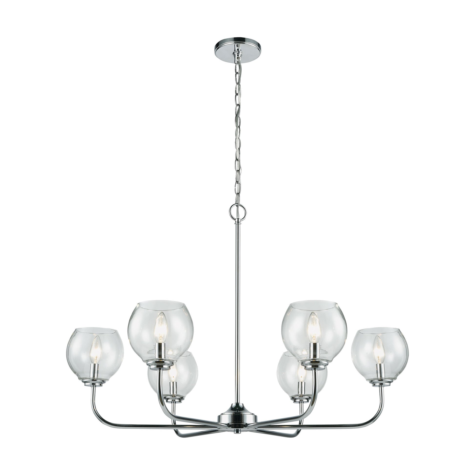 Emory 6-Light Chandelier in Polished Chrome with Clear Blown Glass ELK Lighting | Chandeliers | Modishstore