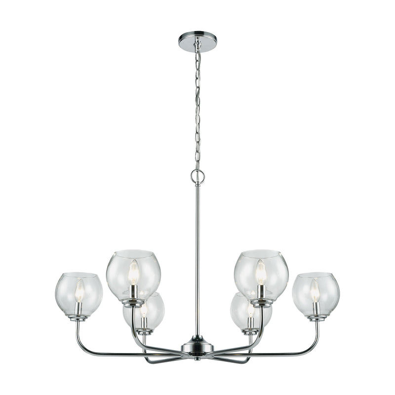 Emory 6-Light Chandelier in Polished Chrome with Clear Blown Glass ELK Lighting | Chandeliers | Modishstore