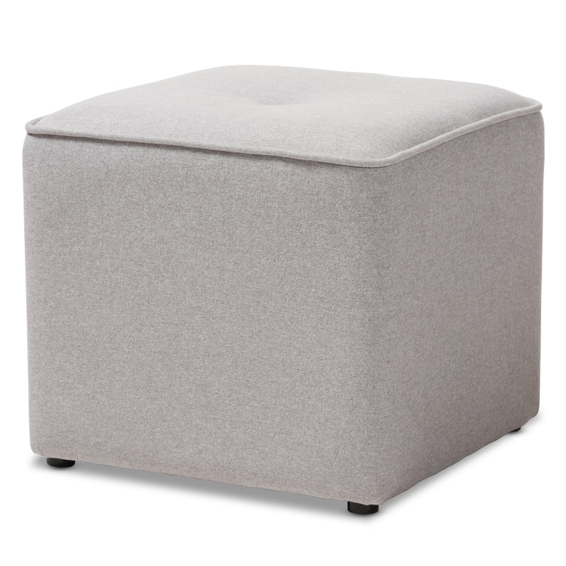 Baxton Studio Corinne Modern and Contemporary Light Grey Fabric Upholstered Ottoman | Ottomans | Modishstore