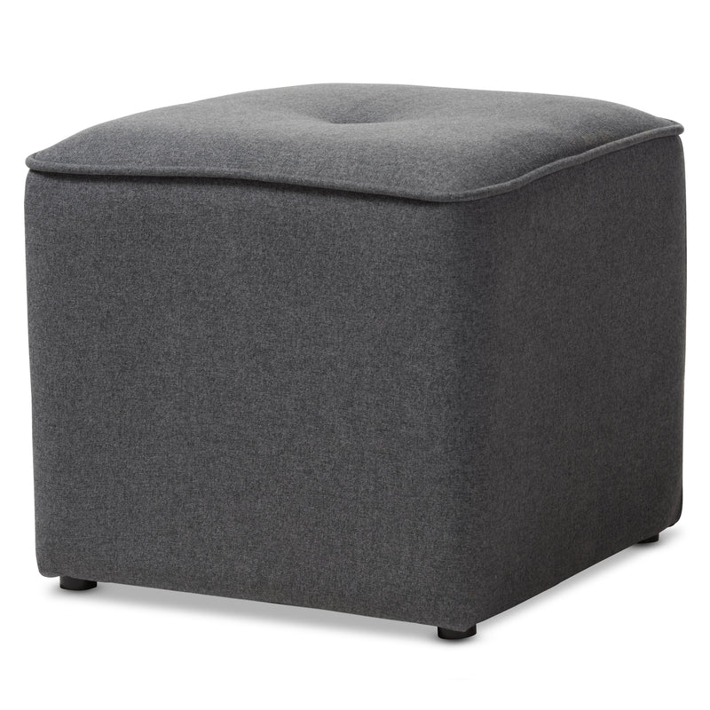 Baxton Studio Corinne Modern and Contemporary Dark Grey Fabric Upholstered Ottoman | Ottomans | Modishstore