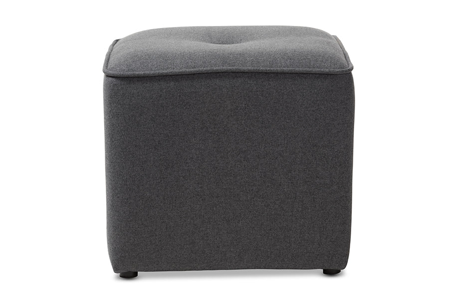 Baxton Studio Corinne Modern and Contemporary Dark Grey Fabric Upholstered Ottoman | Ottomans | Modishstore - 5