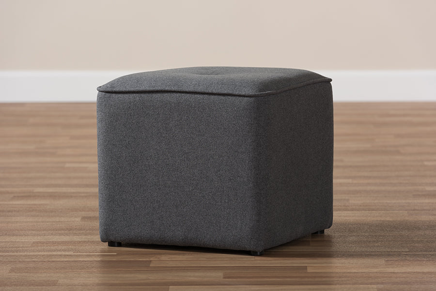 Baxton Studio Corinne Modern and Contemporary Dark Grey Fabric Upholstered Ottoman | Ottomans | Modishstore - 3