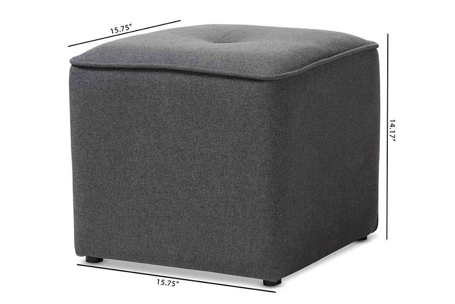 Baxton Studio Corinne Modern and Contemporary Dark Grey Fabric Upholstered Ottoman | Ottomans | Modishstore - 6