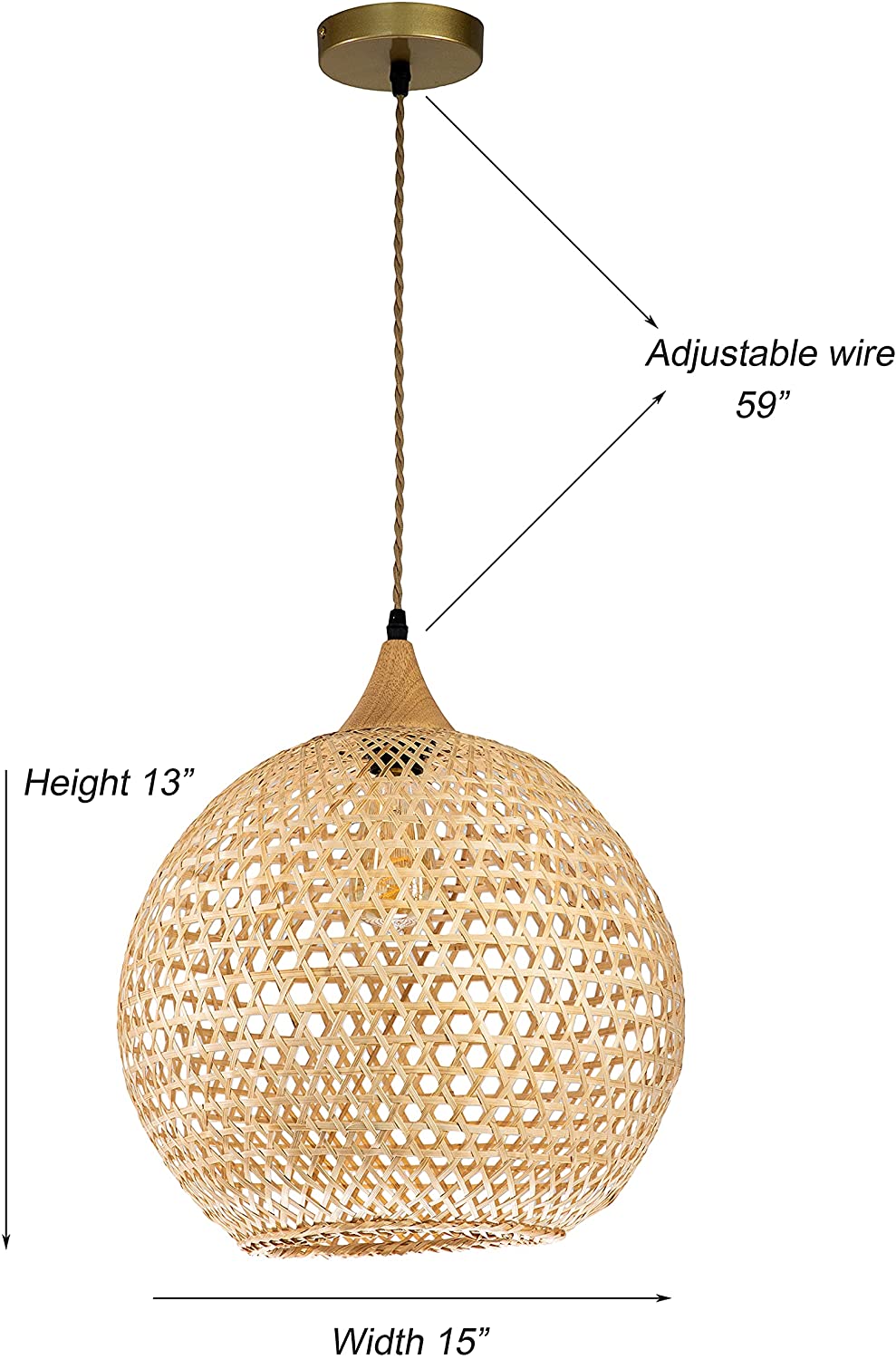 ELE Rattan Pendant Light D15 By ELE Light & Decor | Pendant Lamps | Modishstore - 6