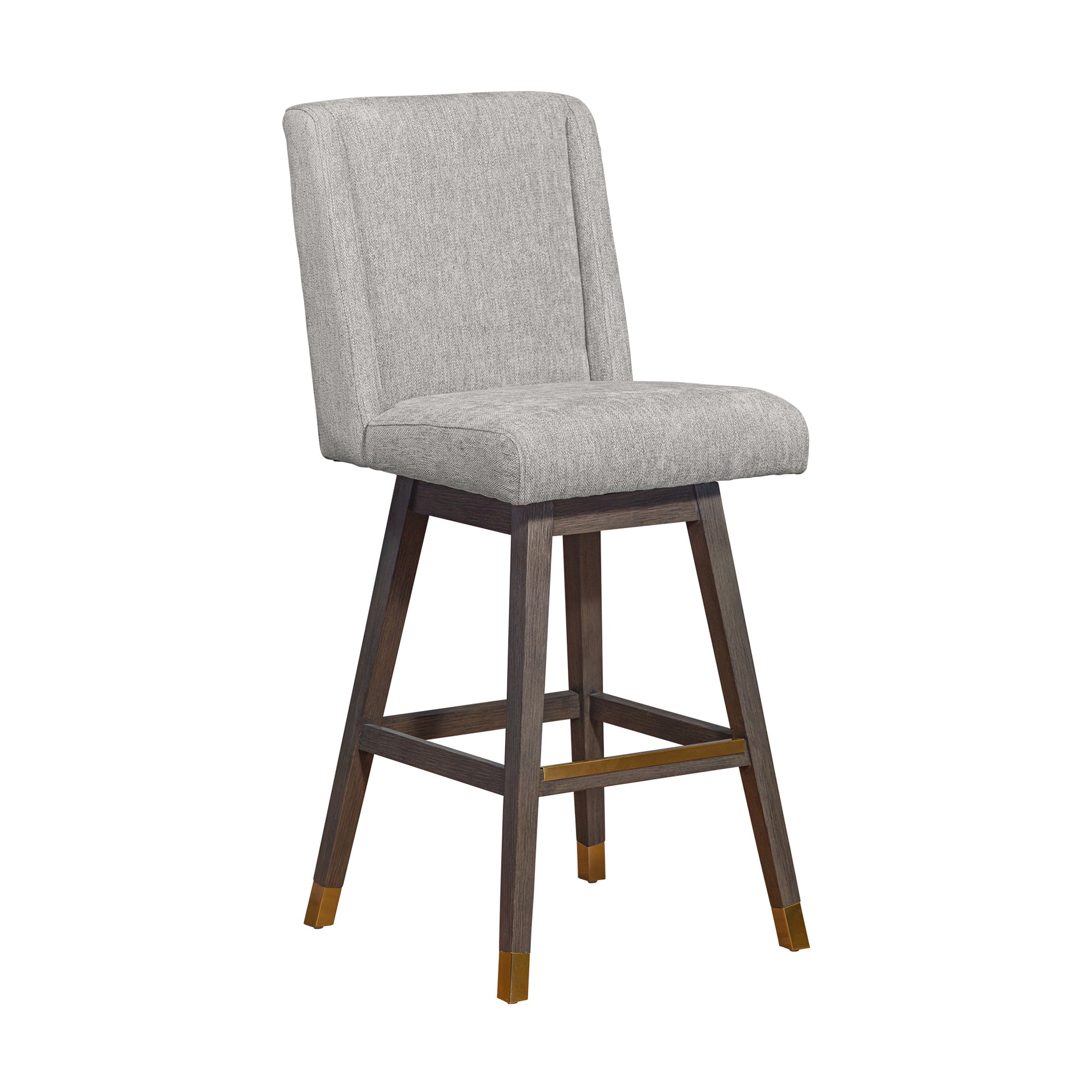 Stancoste Swivel Bar Stool in Grey Oak Wood Finish with Mocha Fabric By Armen Living | Bar Stools | Modishstore - 2