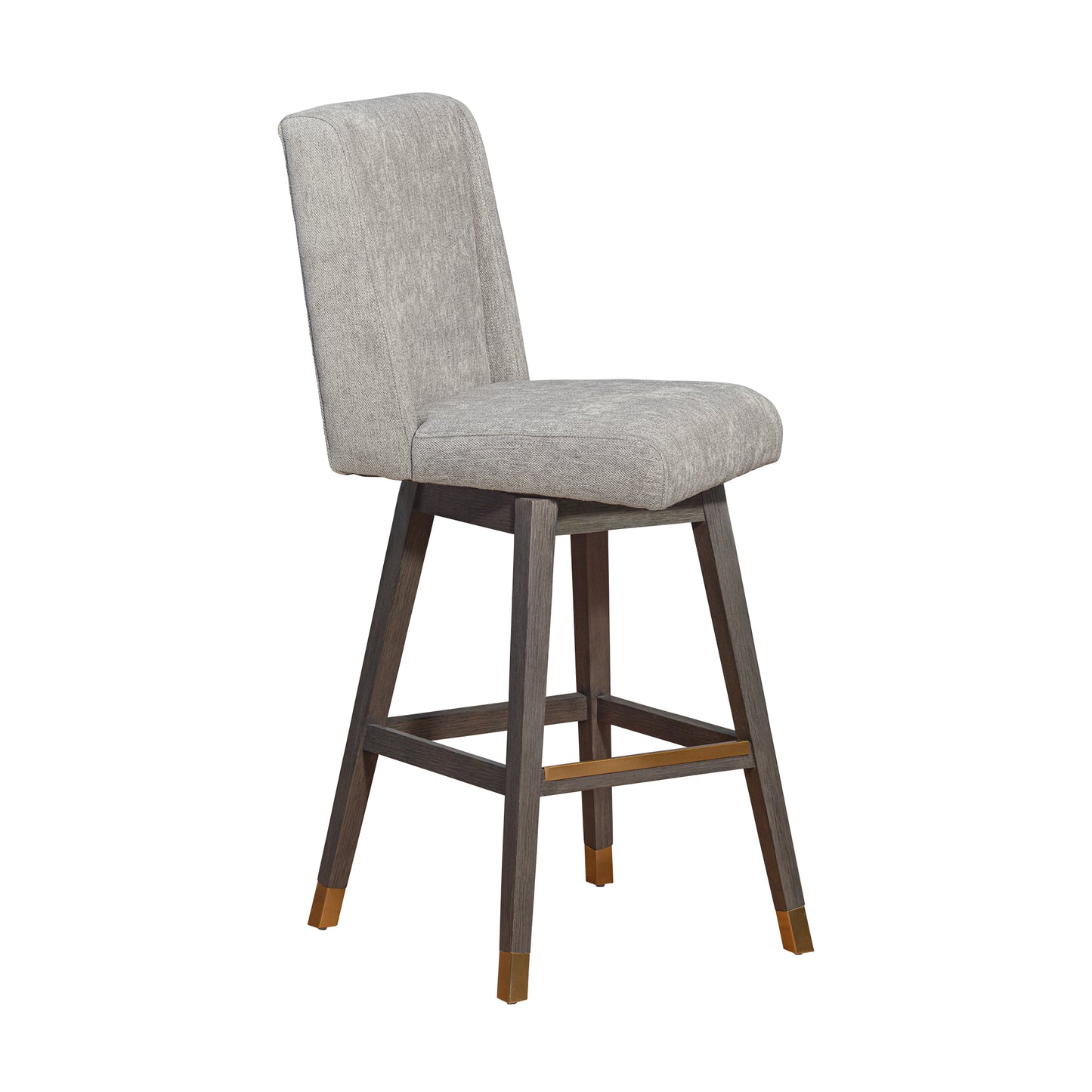 Stancoste Swivel Bar Stool in Grey Oak Wood Finish with Mocha Fabric By Armen Living | Bar Stools | Modishstore - 3