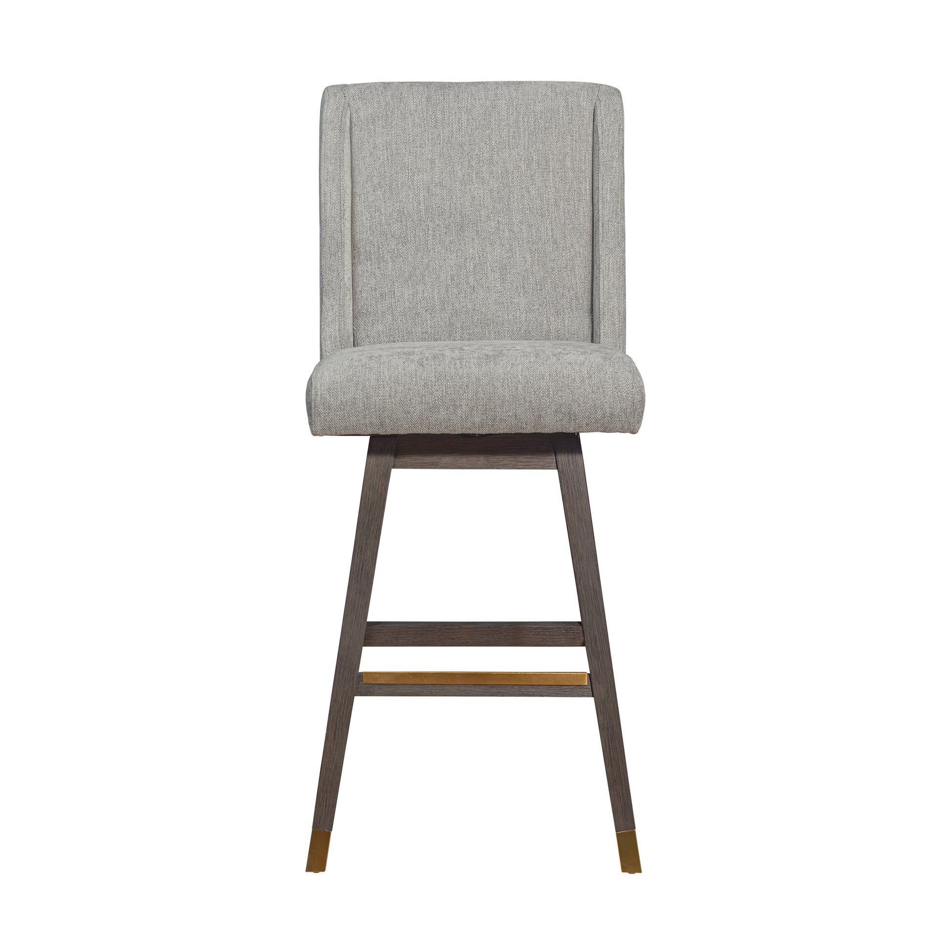 Stancoste Swivel Bar Stool in Grey Oak Wood Finish with Mocha Fabric By Armen Living | Bar Stools | Modishstore - 4