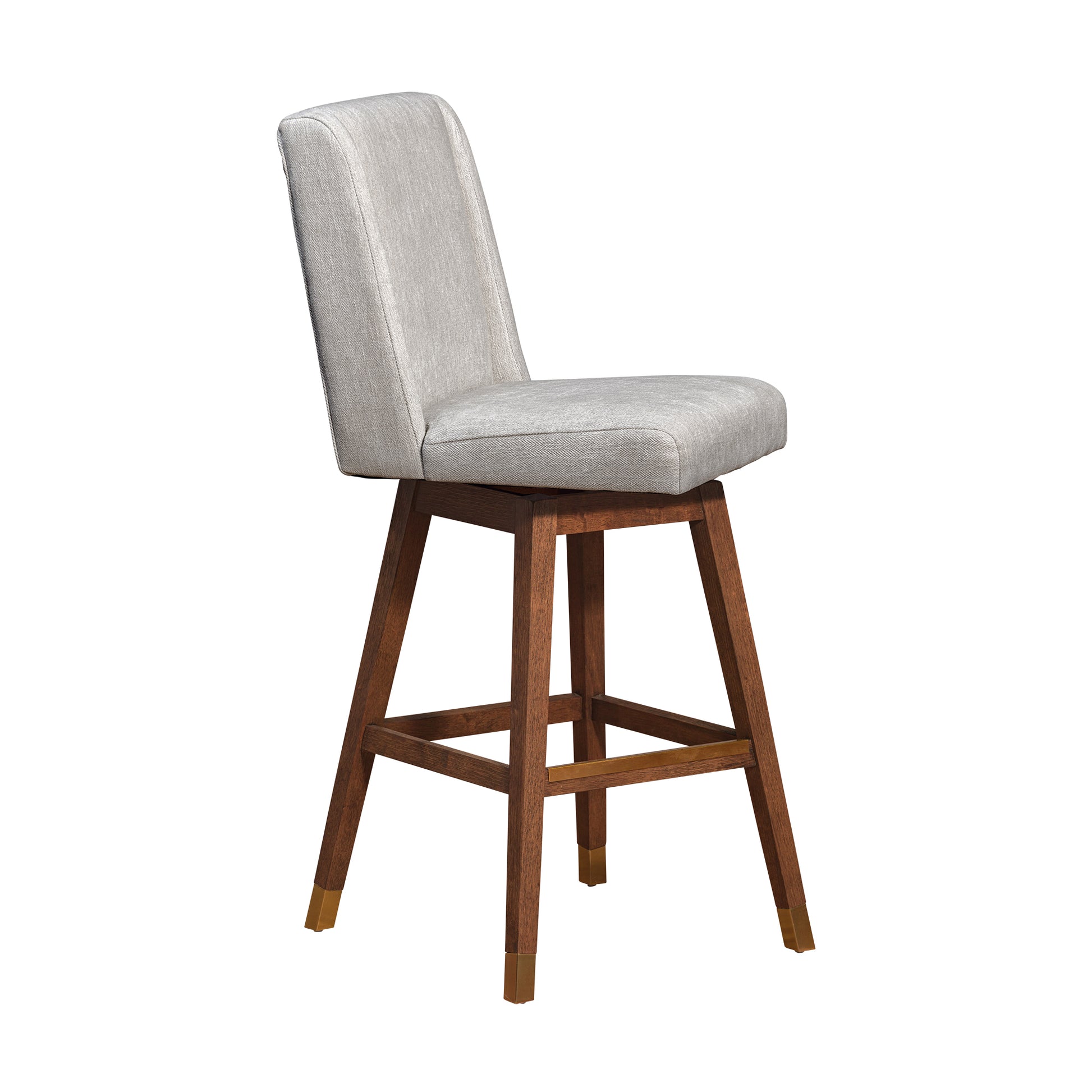 Stancoste Swivel Bar Stool in Brown Oak Wood Finish with Beige Fabric By Armen Living | Bar Stools | Modishstore - 3