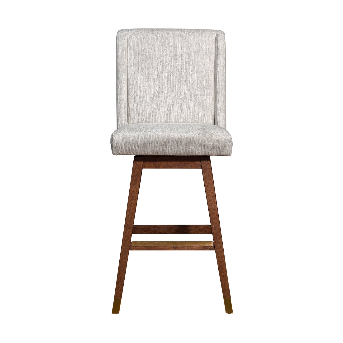 Stancoste Swivel Bar Stool in Brown Oak Wood Finish with Beige Fabric By Armen Living | Bar Stools | Modishstore - 4