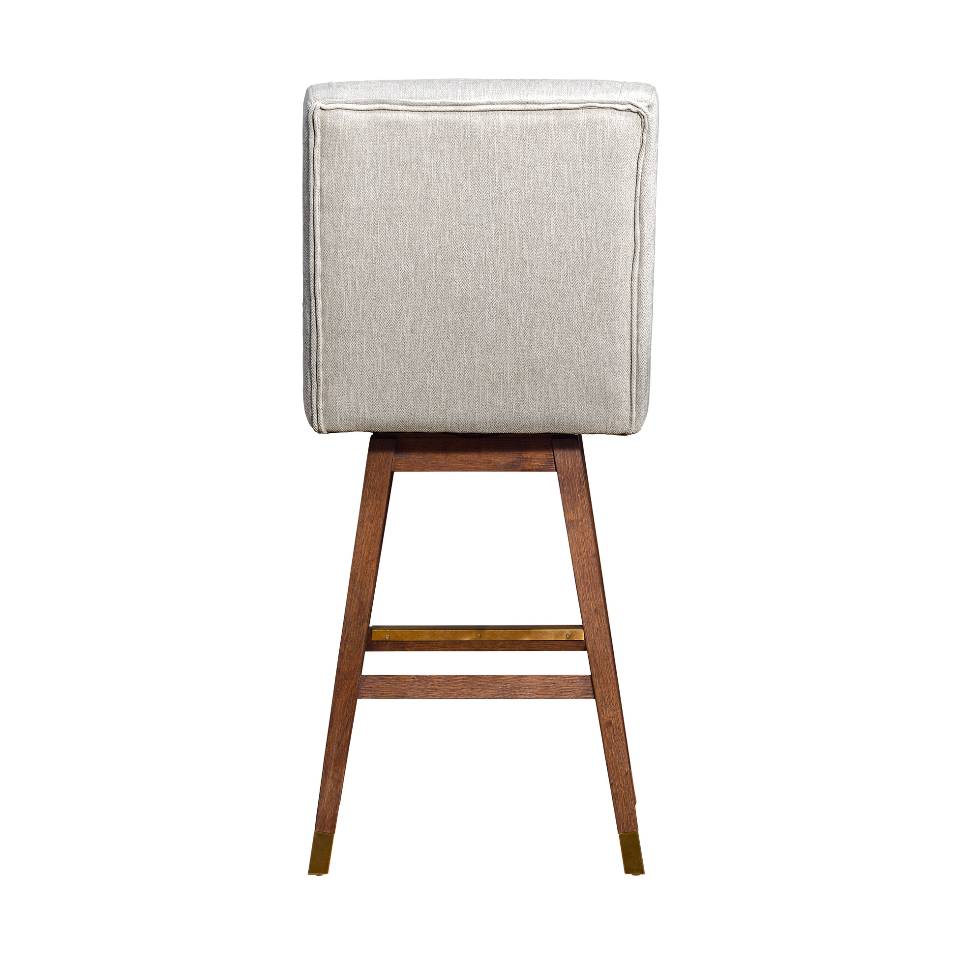 Stancoste Swivel Bar Stool in Brown Oak Wood Finish with Beige Fabric By Armen Living | Bar Stools | Modishstore - 6