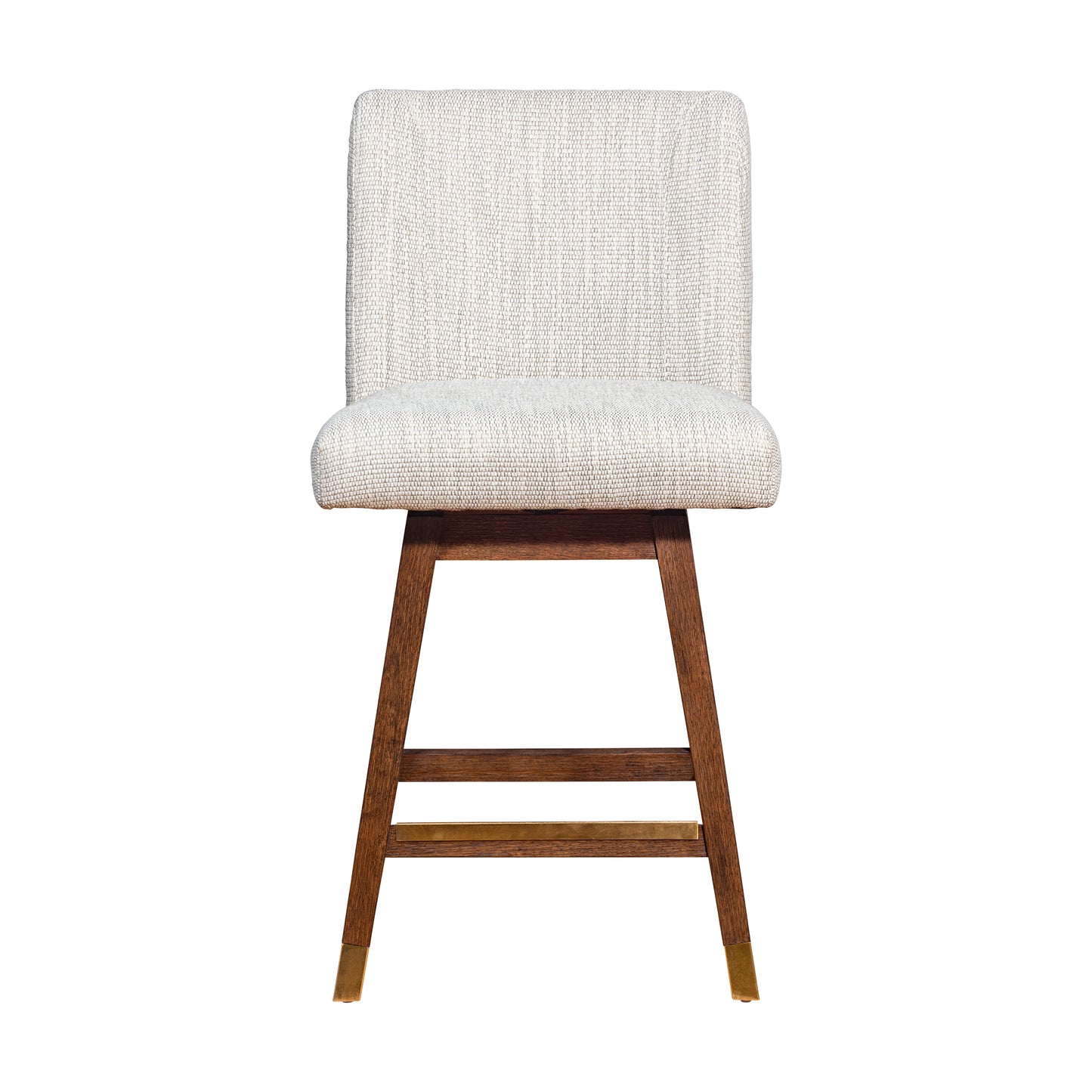 Basila Swivel Counter Stool in Brown Oak Wood Finish with Beige Fabric By Armen Living | Counter Stools | Modishstore - 4