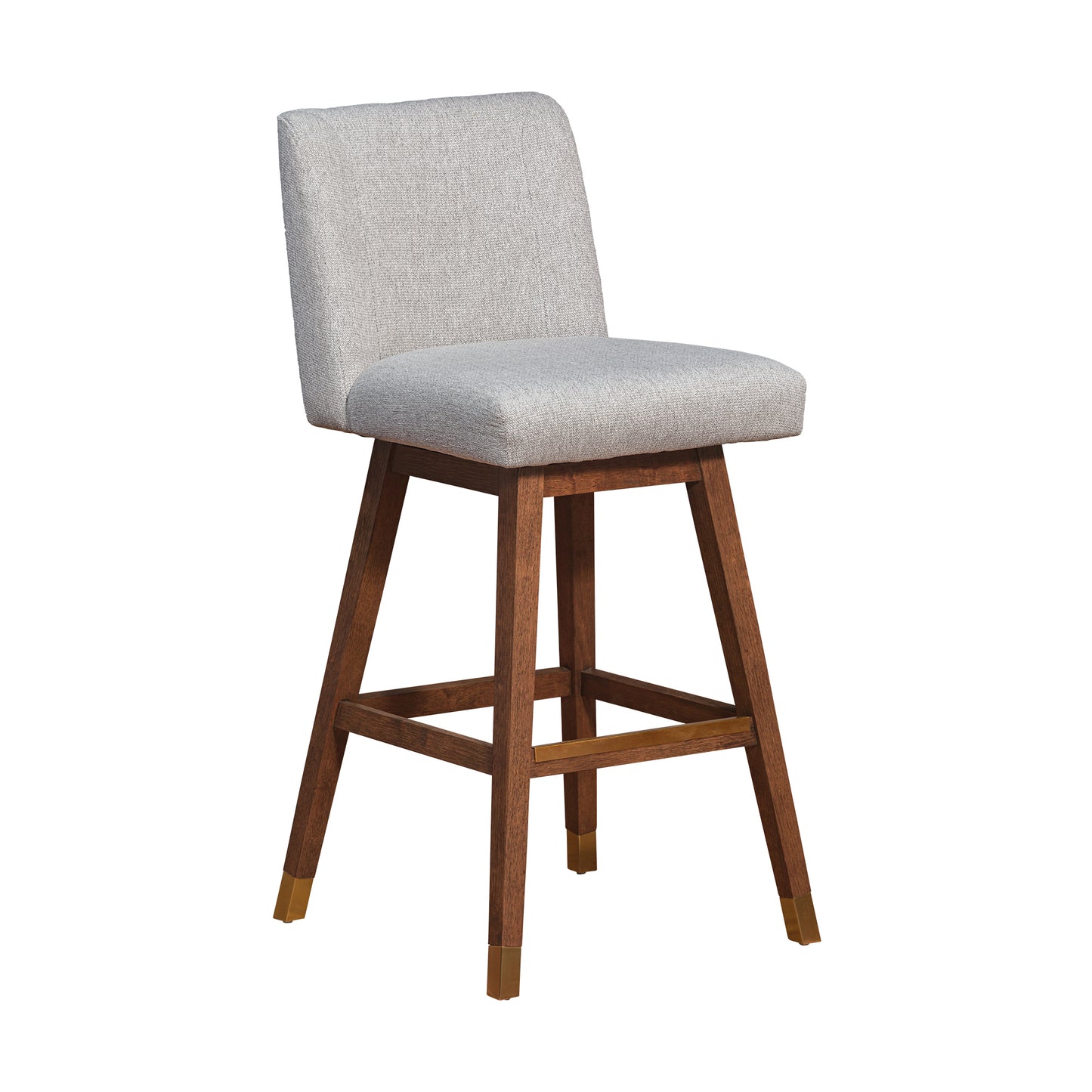 Basila Swivel Bar Stool in Brown Oak Wood Finish with Taupe Fabric By Armen Living | Bar Stools | Modishstore - 2