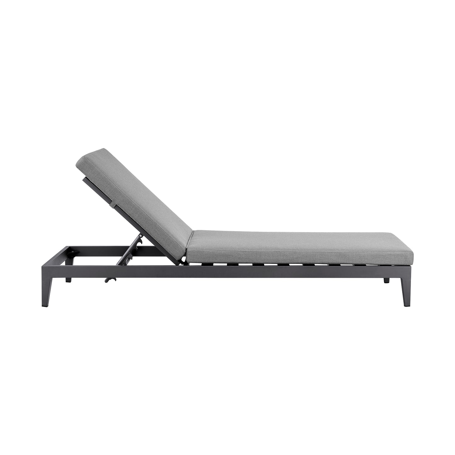 Argiope Outdoor Patio Adjustable Chaise Lounge Chair in Aluminum with Grey Cushions By Armen Living | Outdoor Chaise Lounges | Modishstore - 4