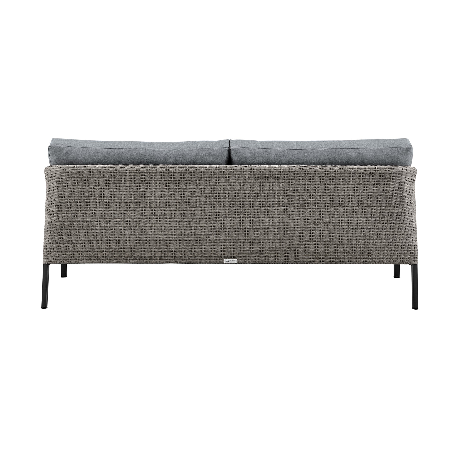 Aileen Outdoor Patio 4-Piece Lounge Set in Aluminum and Wicker with Grey Cushions By Armen Living | Outdoor Sofas, Loveseats & Sectionals | Modishstore - 4