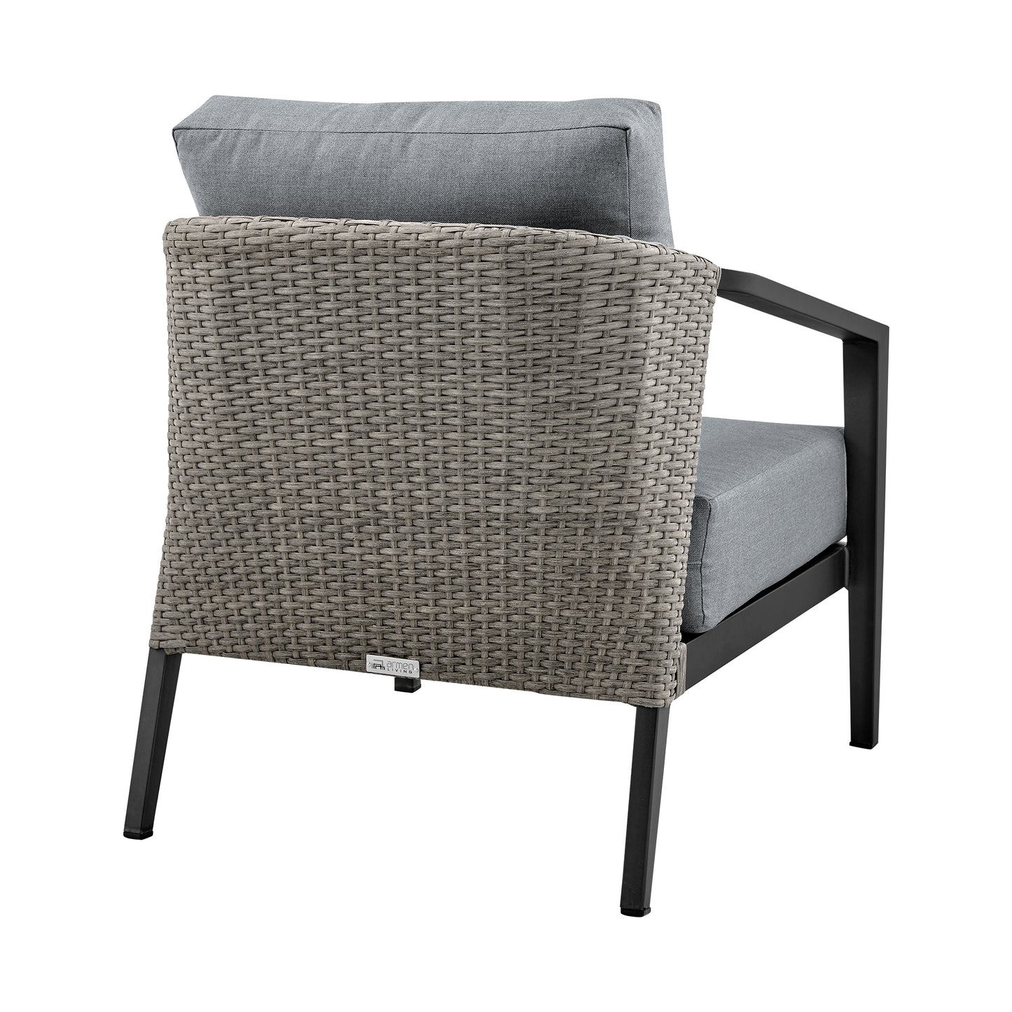 Aileen Outdoor Patio 4-Piece Lounge Set in Aluminum and Wicker with Grey Cushions By Armen Living | Outdoor Sofas, Loveseats & Sectionals | Modishstore - 6