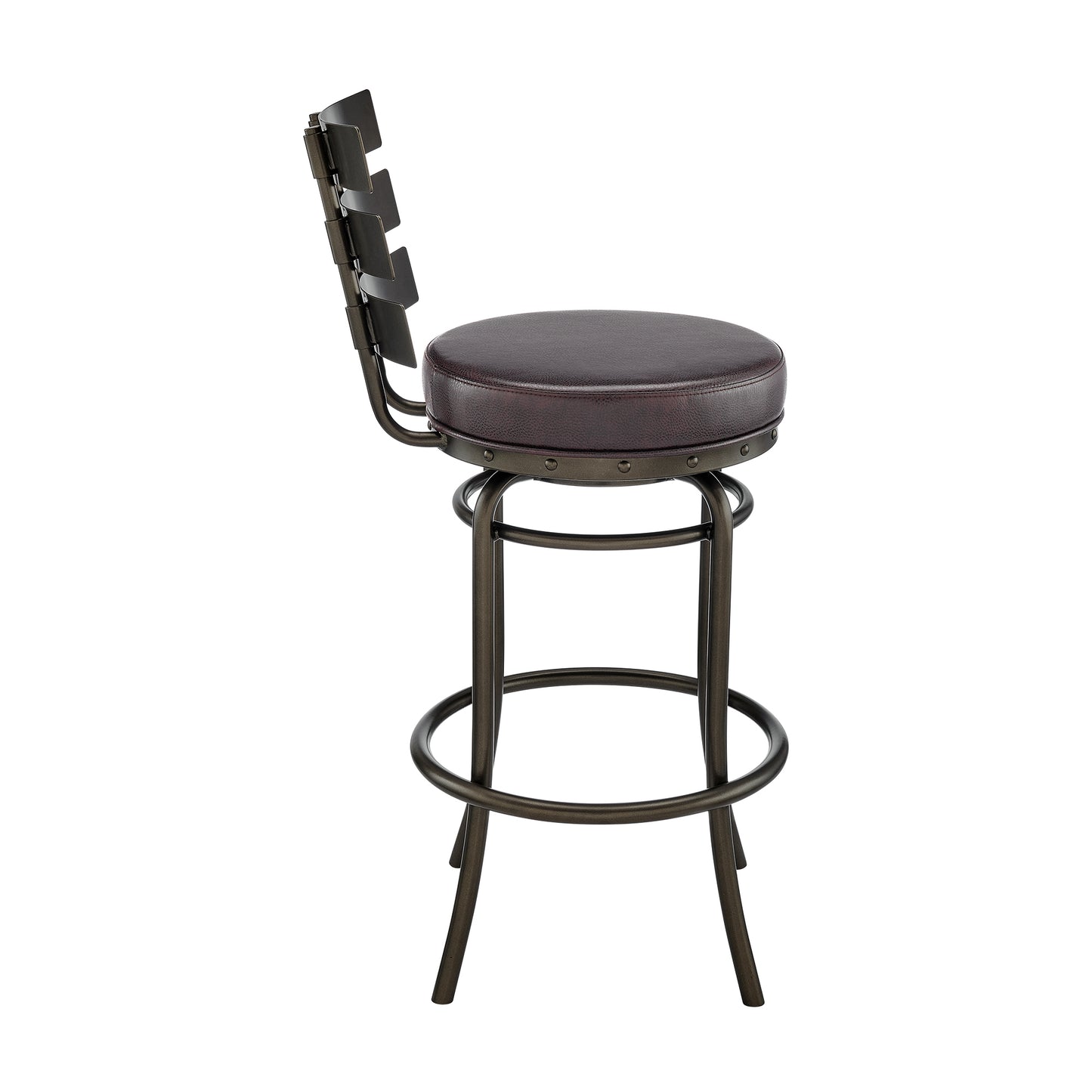 Natya Swivel Counter or Bar Stool in Mocha Finish with Brown Faux Leather By Armen Living | Bar Stools | Modishstore - 4