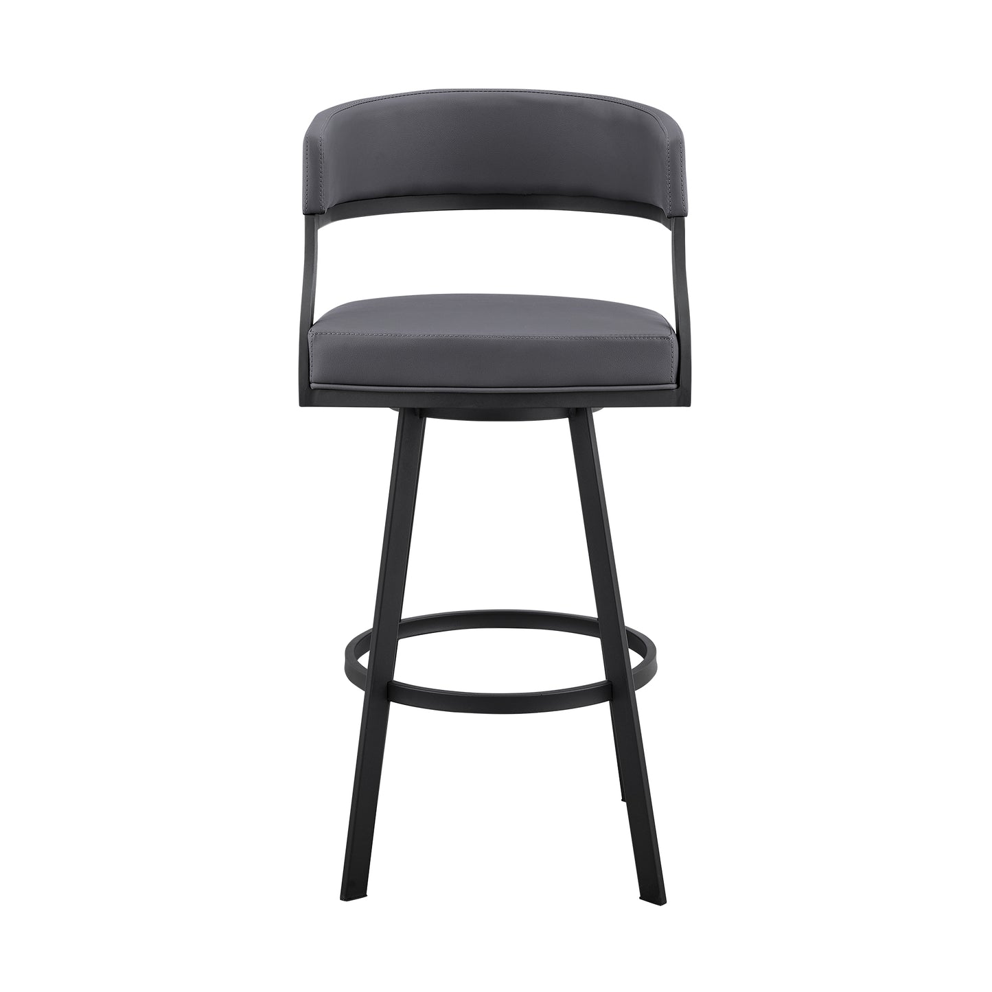 Dione 26" Counter Height Swivel Grey Faux Leather and Black Metal Bar Stool By Armen Living | Bar Stools | Modishstore - 3