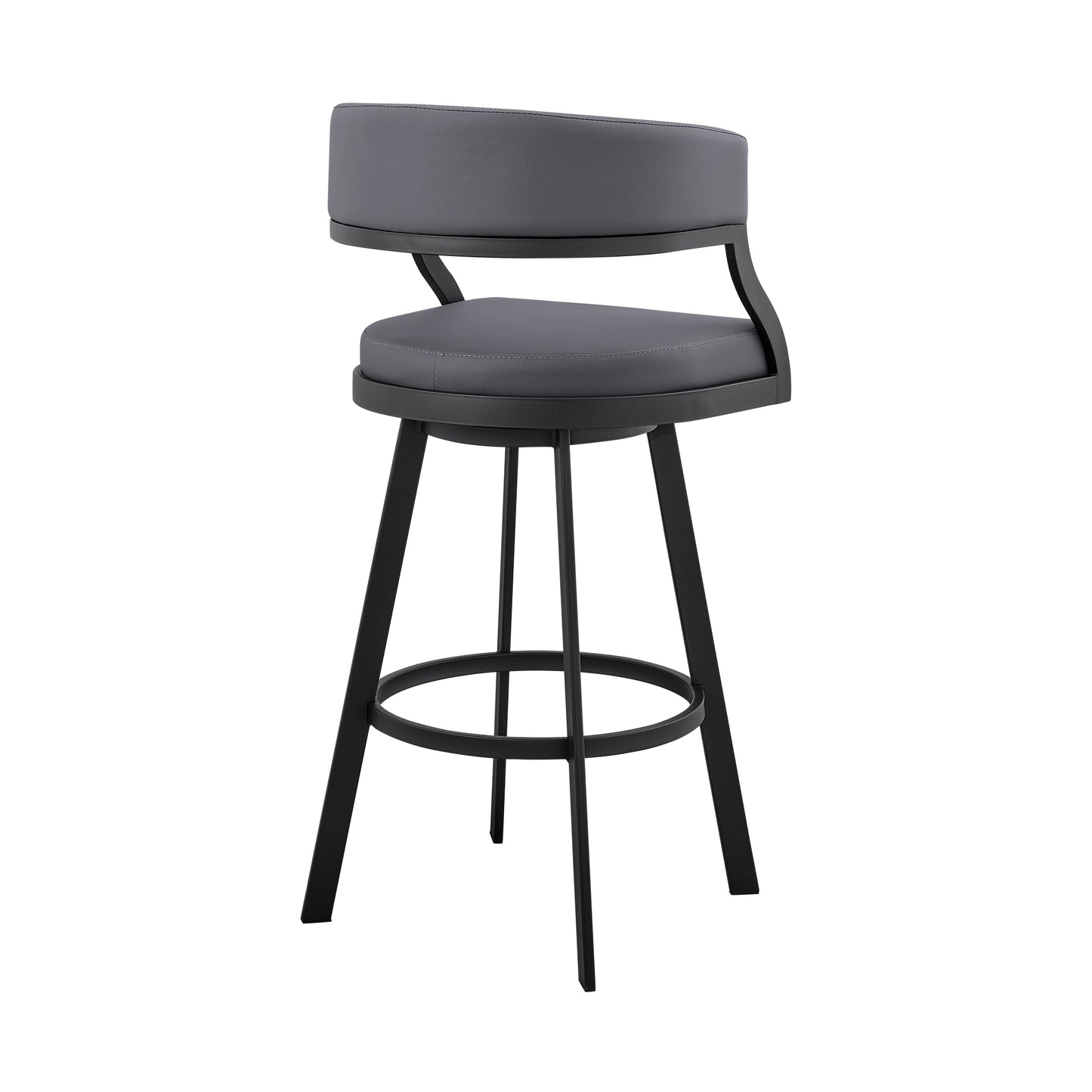 Dione 26" Counter Height Swivel Grey Faux Leather and Black Metal Bar Stool By Armen Living | Bar Stools | Modishstore - 5