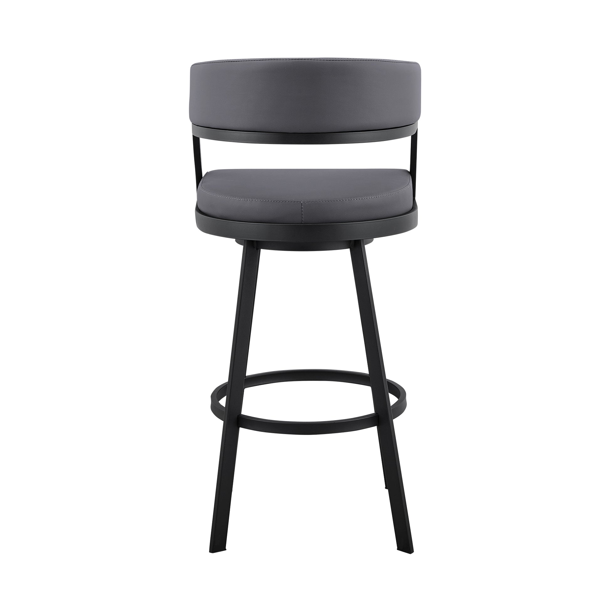 Dione 26" Counter Height Swivel Grey Faux Leather and Black Metal Bar Stool By Armen Living | Bar Stools | Modishstore - 6