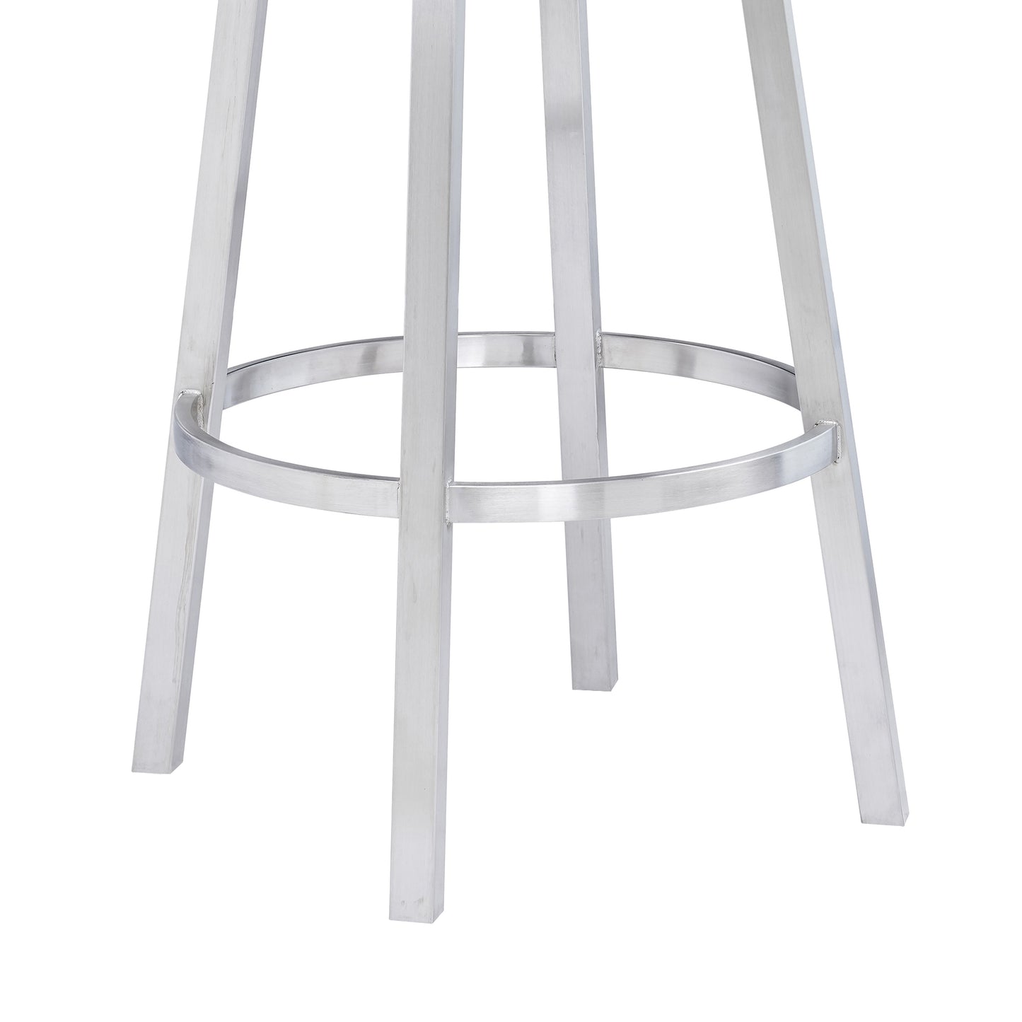 Titana 26" Counter Height Swivel White Faux Leather and Brushed Stainless Steel Bar Stool By Armen Living | Bar Stools | Modishstore - 7