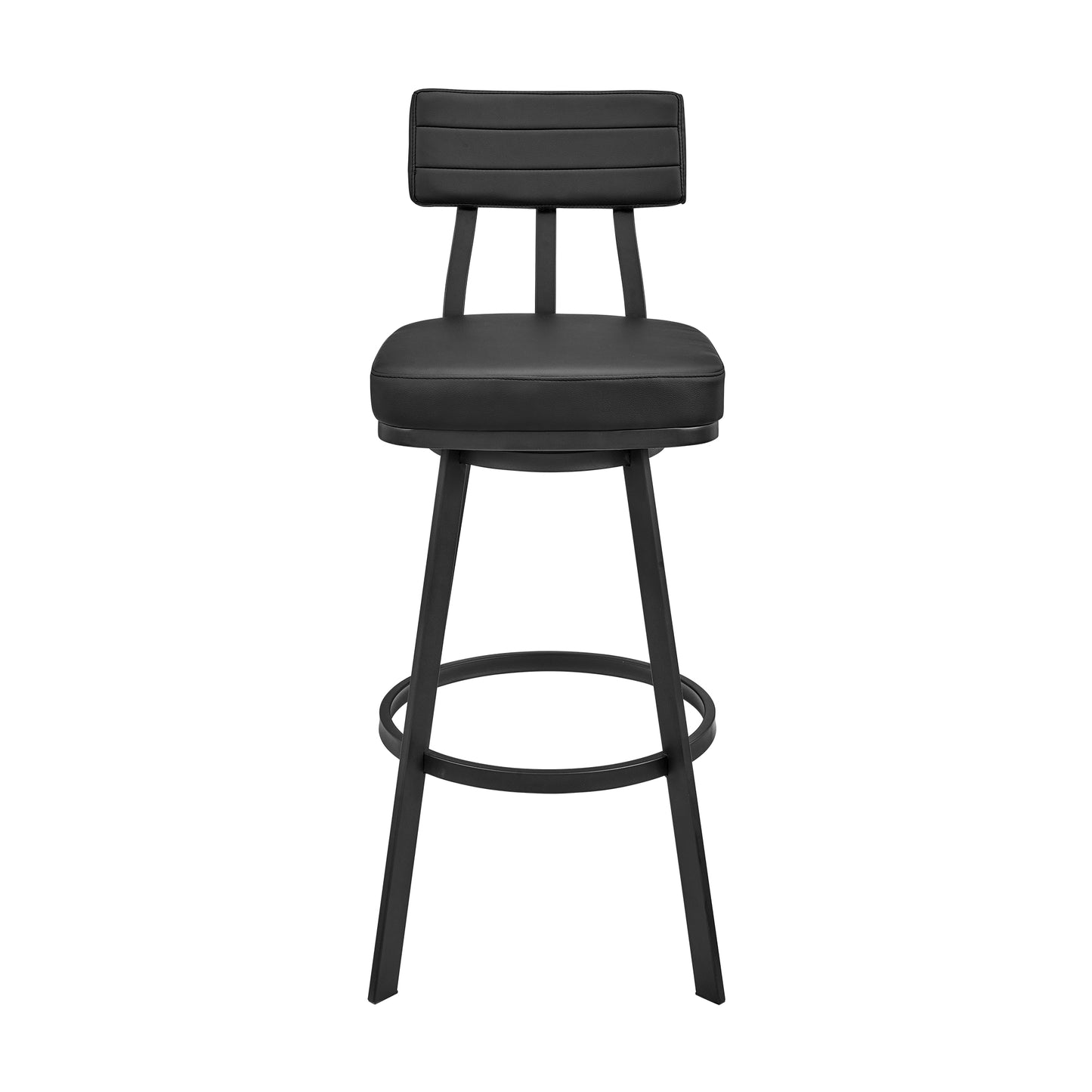 Jinab Swivel Bar Stool in Black Metal with Black Faux Leather By Armen Living | Bar Stools | Modishstore - 3